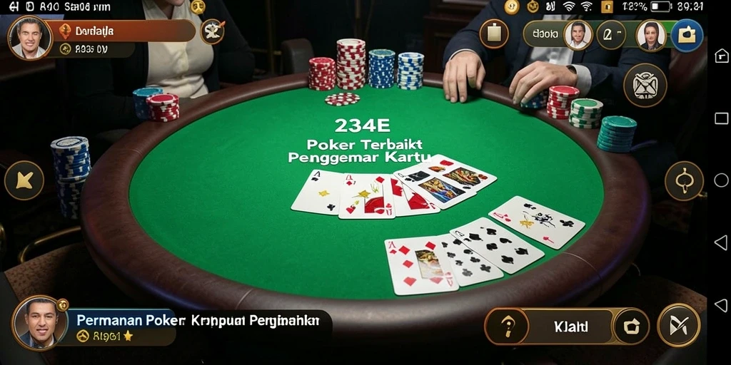 Screenshot menunjukkan permainan Poker yang mendebarkan di 234E.
