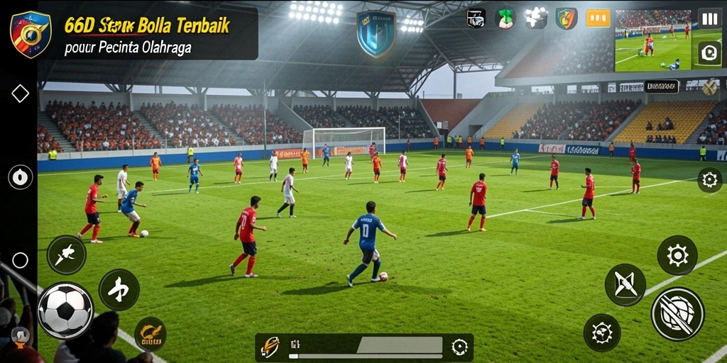 Tampilan gameplay 66D yang mendebarkan dalam aksi sepak bola.
