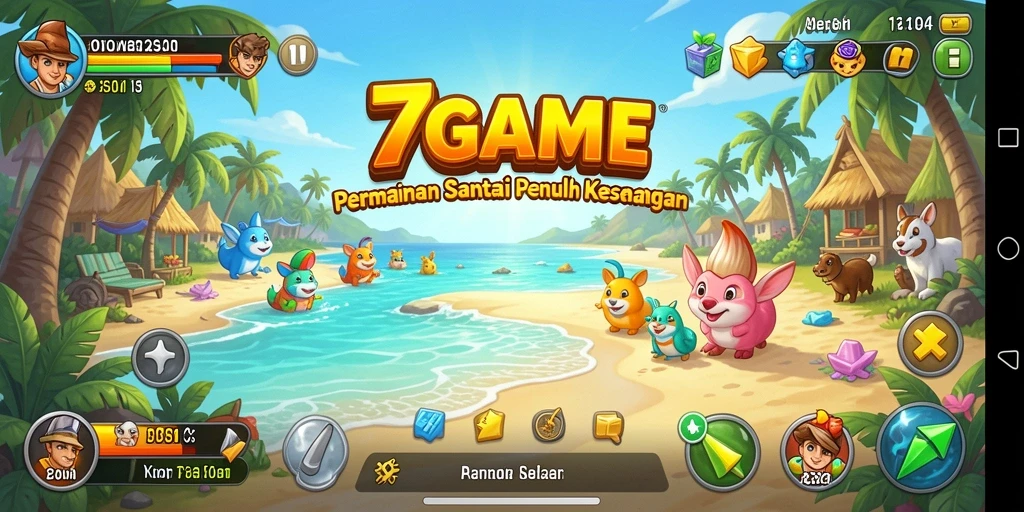 Tampilan gameplay <strong>7GAME</strong> yang ceria dan penuh warna.