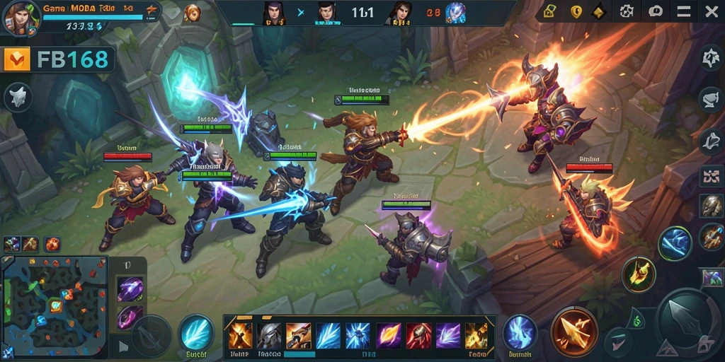 Tangkapan layar yang menunjukkan aksi seru dalam permainan MOBA.