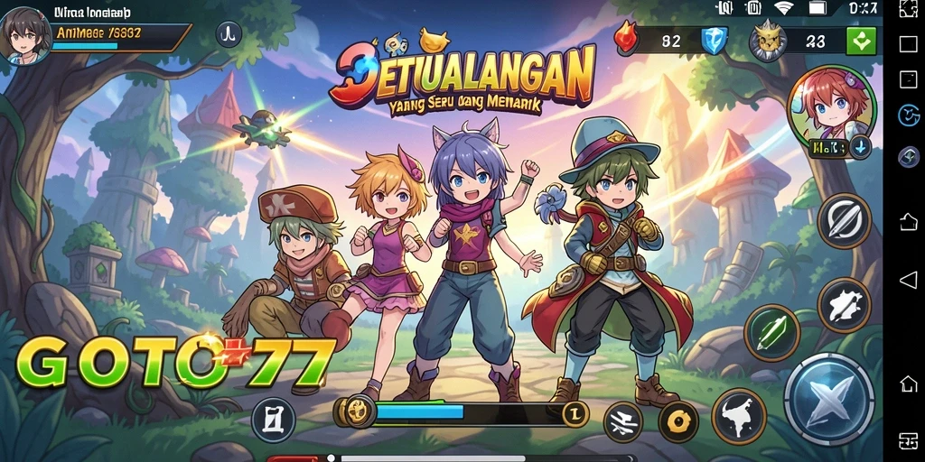 Tampilan gameplay dari GOTO77 dengan karakter Anime yang menarik.