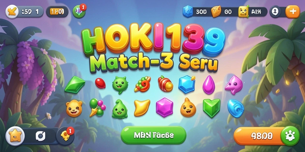 Screenshot HOKI138 menampilkan aksi mencocokkan item berwarna-warni.