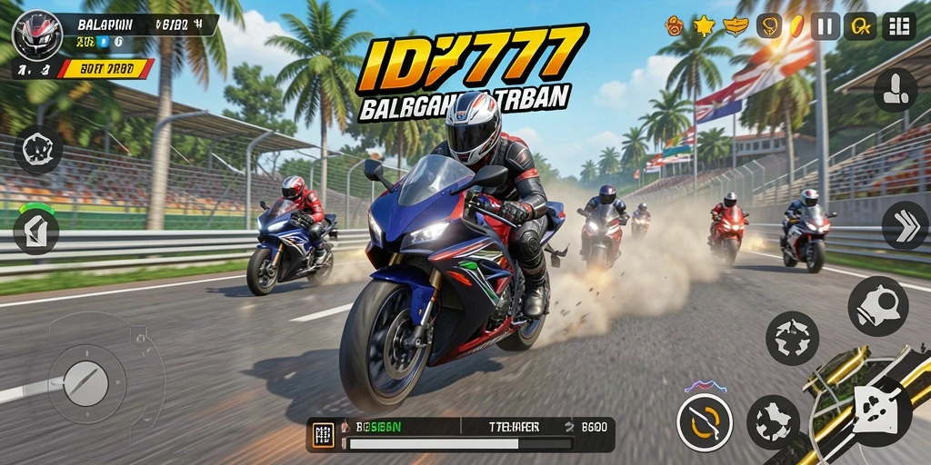 Gameplay seru dalam balapan motor yang mendebarkan.