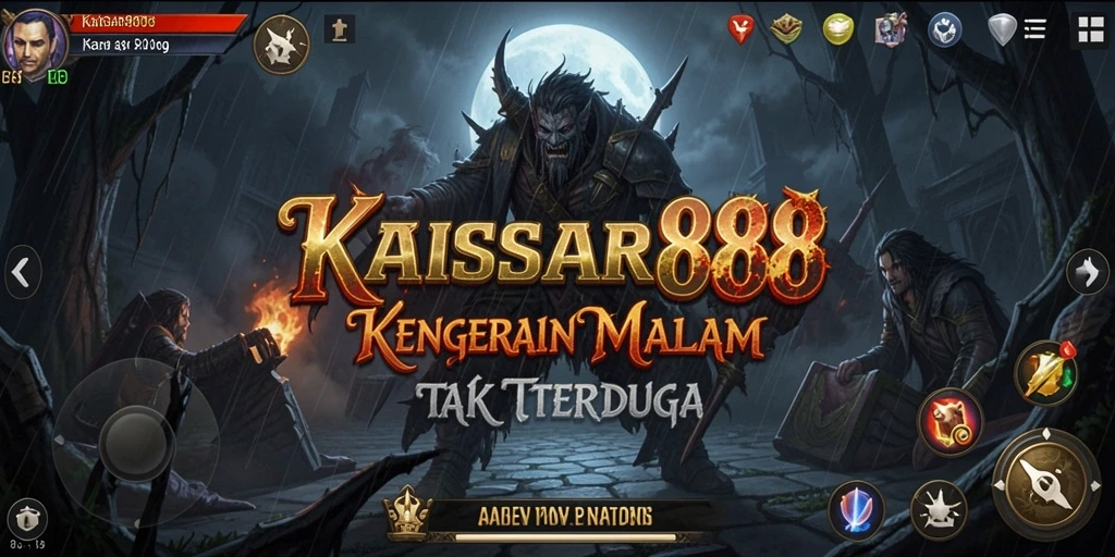 Tangkapan layar gameplay KAISAR888 menampilkan suasana horor yang intens.