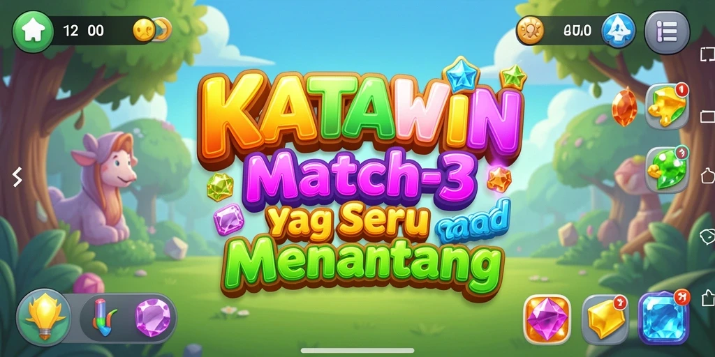 Tampilan gameplay KATAWIN yang seru dan menantang dalam suasana Match-3.