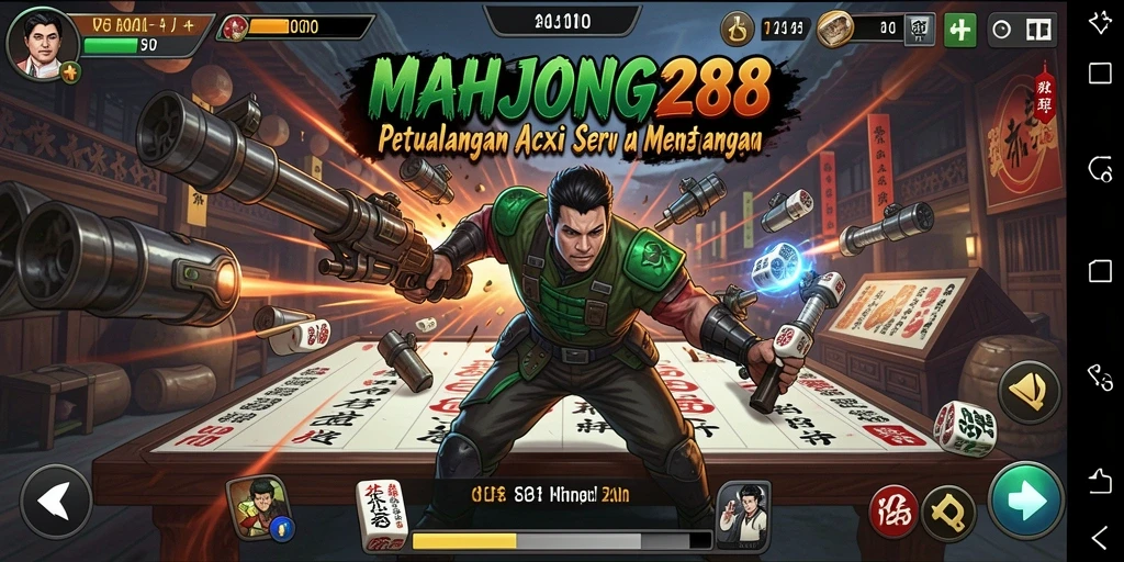 Tangkapan layar dari gameplay aksi intens di MAHJONG288.