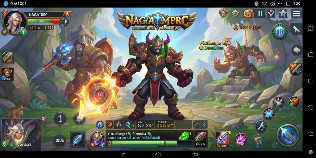 Screenshot NAGA1001 menunjukkan aksi pertempuran MMORPG yang mendebarkan.
