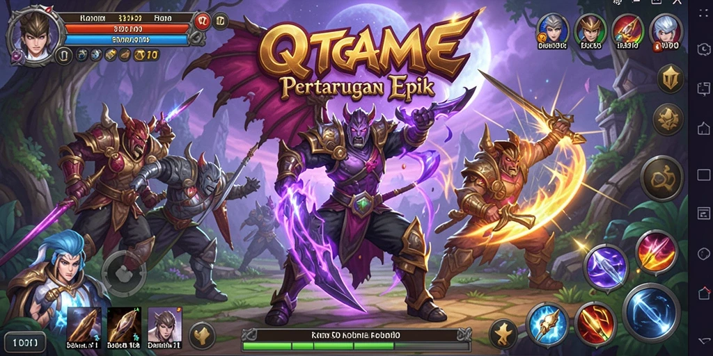 Gameplay mendebarkan dalam QTGAME saat bertempur melawan monster kuat.
