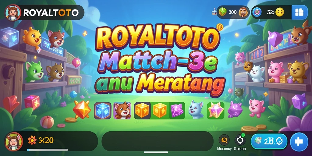 Gameplay seru ROYALTOTO dengan permata berwarna-warni.