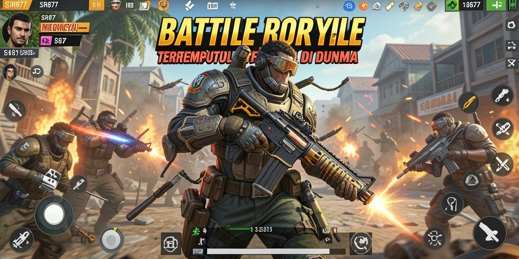 Tampilan gameplay SR877 yang seru dan menegangkan dalam pertempuran Battle Royale.