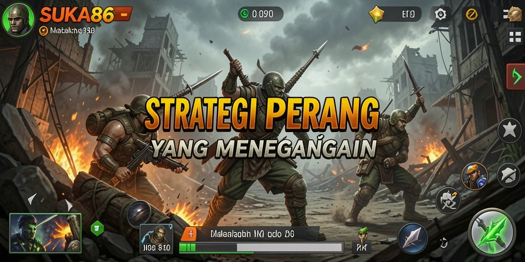 Tangkapan layar gameplay menunjukkan pertempuran strategis yang intens.