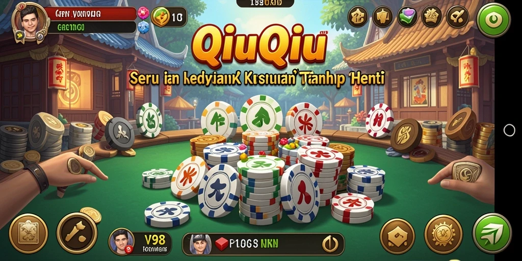 Screenshot V98 menunjukkan gameplay QiuQiu yang mendebarkan.